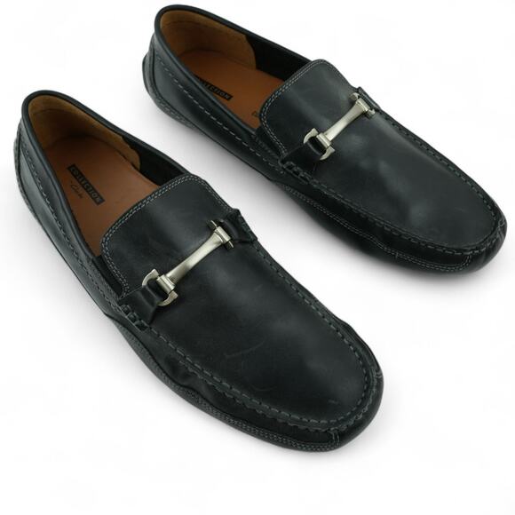 Clarks Collection Shoes Mens 10.5M Black Leather Ashmont Brace Driving Loafers - Picture 1 of 12